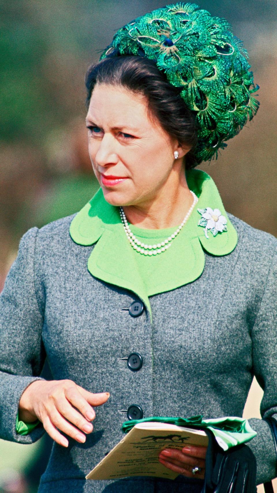 Margaret's peacock hat