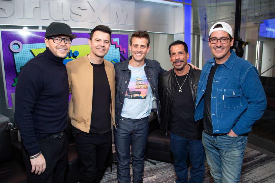 <p>Santiago Felipe/Getty</p> From left: Donnie Wahlberg, Jordan Knight, Joey McIntyre, Danny Wood and Jonathan Knight of New Kids on the Block