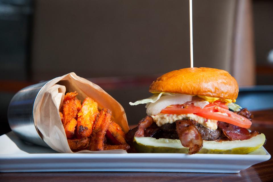 brioche burger and fries