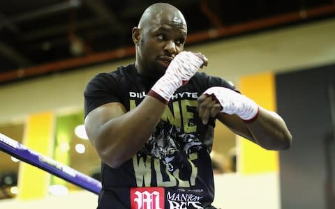 Dilian Whyte works out with his trainer during a Dilian Whyte and Lucas Browne Media work out at The Third Space on March 20, 2018 in London, England. - Credit: Getty Images