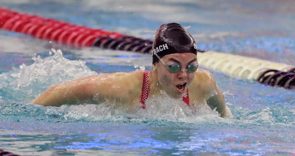 Stevens Point's Jenna Breitbach swims the 100-yard butterfly at Division 1 state meet last year in Waukesha.