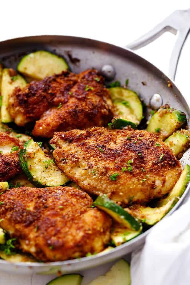 Crispy Parmesan Garlic Chicken with Zucchini