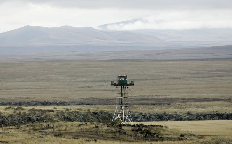 A border tower is seen in Getap