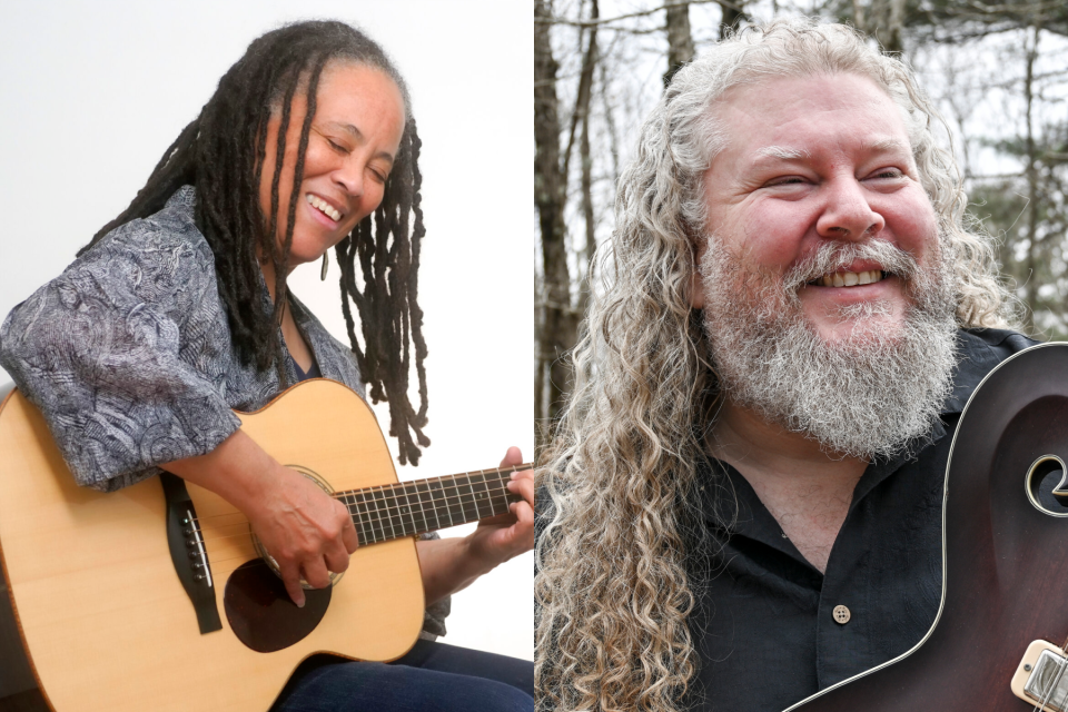 Deidre McCalla, left, and Joe Jencks are to bring folk music to the McConnell Arts Center in Worthington on Saturday.