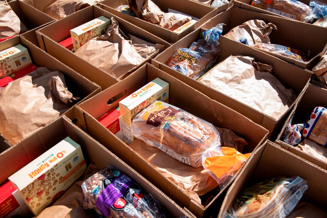 Prepared food boxes at Second Harvest. File Photo.