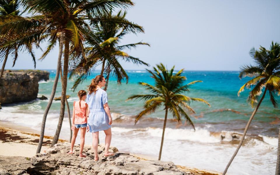 Mother and daughter on Caribbean vacation in Barbados