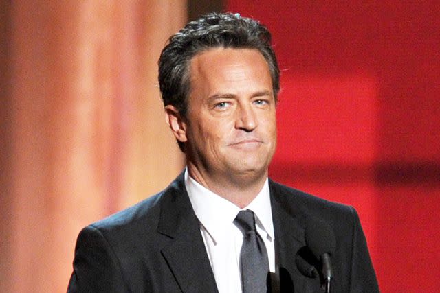 <p>Kevin Winter/Getty </p> Matthew Perry speaks onstage during the 64th Annual Primetime Emmy Awards at Nokia Theatre L.A. Live on September 23, 2012 in Los Angeles, California