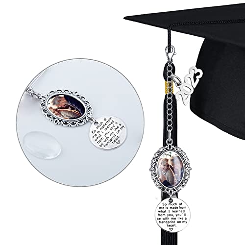 ARHTF Graduate Memorial Photo Charm Tassel Memorial Charm Class of 2023 Graduation 2023 DIY in Memory Mortarboard Decoration for Cap and Gown Ceremony Charms (silver)