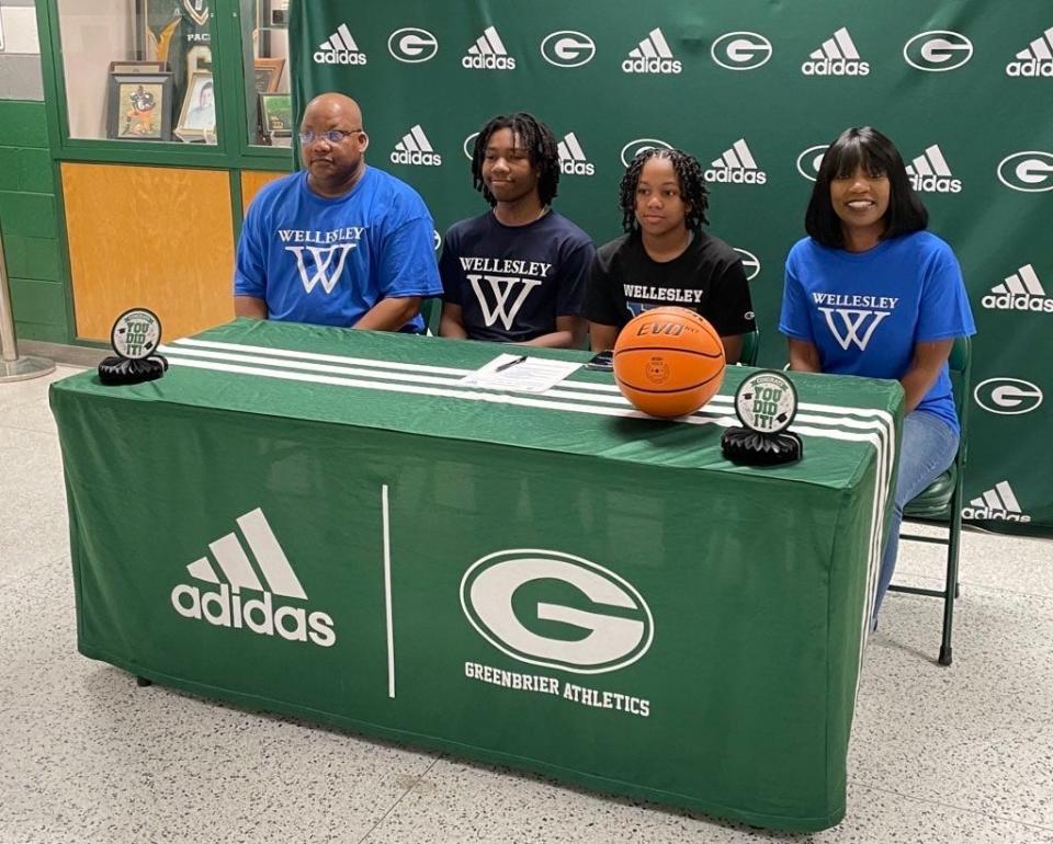 Greenbrier girls basketball point guard Trinity Barrow signs a national letter of intent with Wellesley College.
