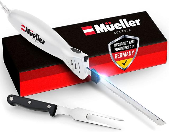 Homaider Electric Knife for Carving Meat, Turkey, Bread & More. Serving  Fork and Carving Blades Included