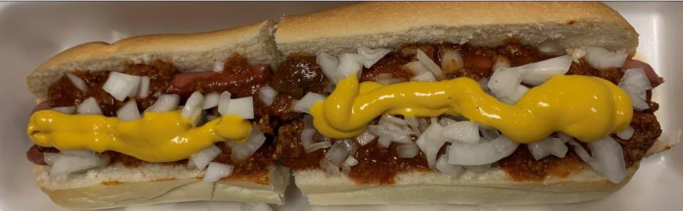 You can find foot-long hot dogs like the Boxer Dog at Toni's Treats.