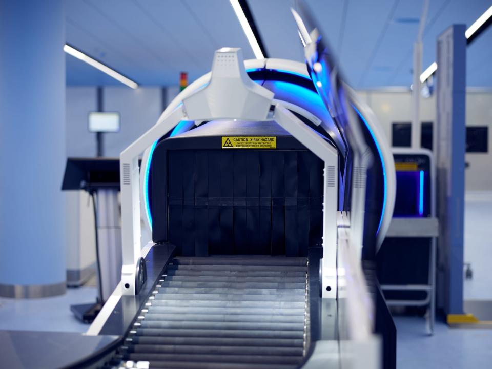 A press photo of the security machines at Helsinki airport.