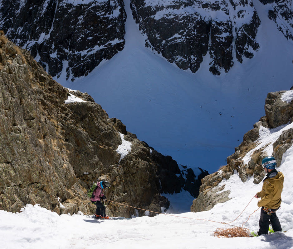 Ropes, ice axes, and crampons are standard skiing gear in La Grave. If this isn't your jam, several traditional alpine resorts are within reach. <p>Sarah Grangeon</p>