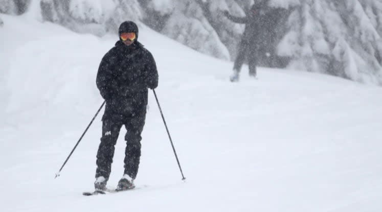 A skier on Mount Seymour, where day passes will once again be required over the winter season. (Rafferty Baker/CBC - image credit)