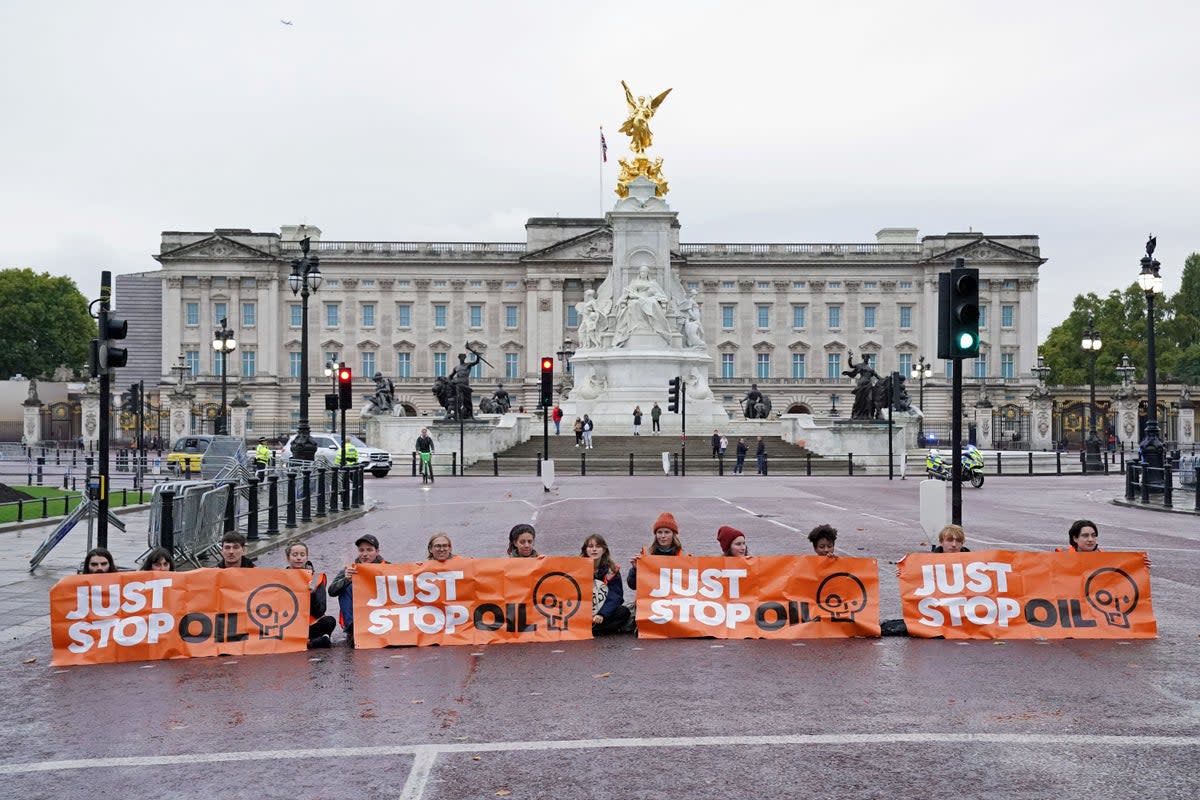 Campaigners from Just Stop Oil block The Mall near Buckingham Palace (PA Wire)