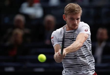 Tennis - Paris Masters tennis tournament third round - Paris, France - 3/11/2016. David Goffin of Belgium returns the ball. REUTERS/Gonzalo Fuentes