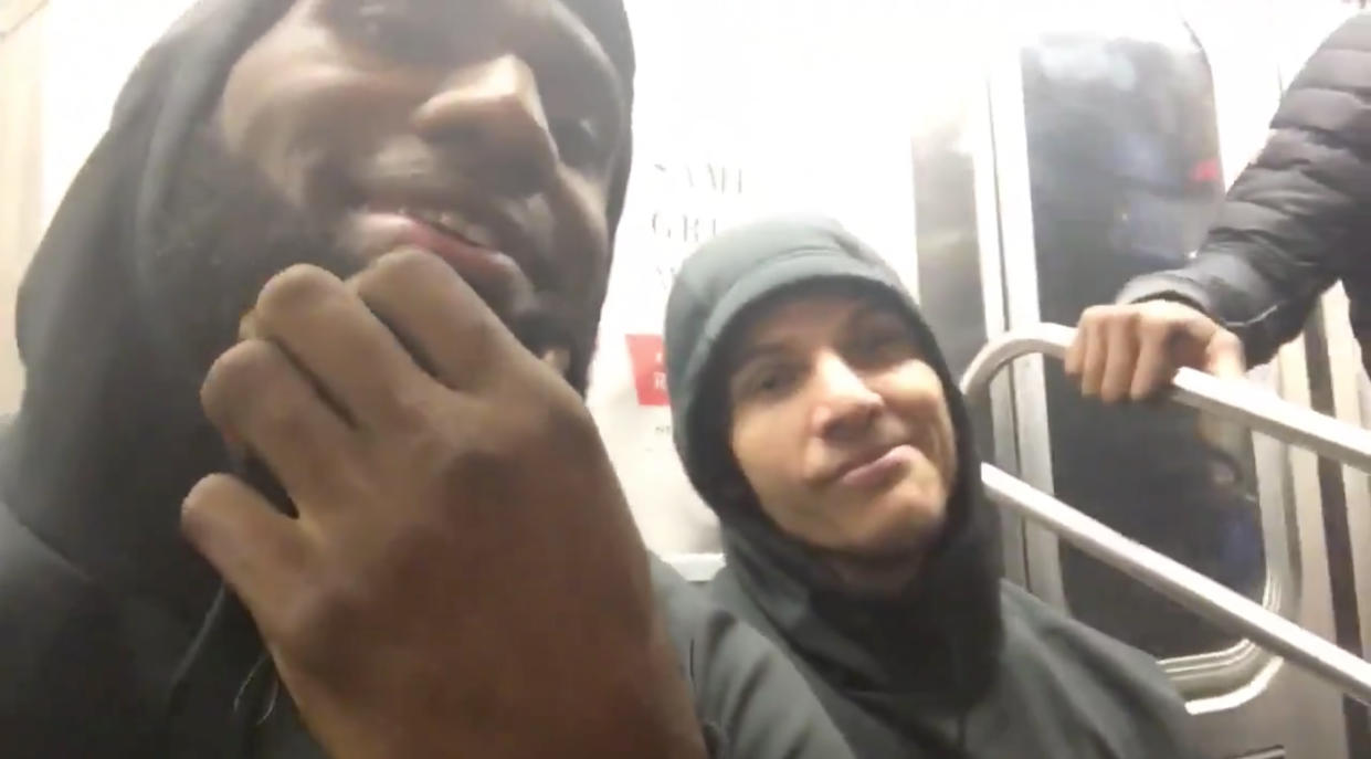 LeBron James, Kyle Korver and the Cavs decided to take the subway from Madison Square Garden back to their hotel. (Screen shot via Uninterrupted)