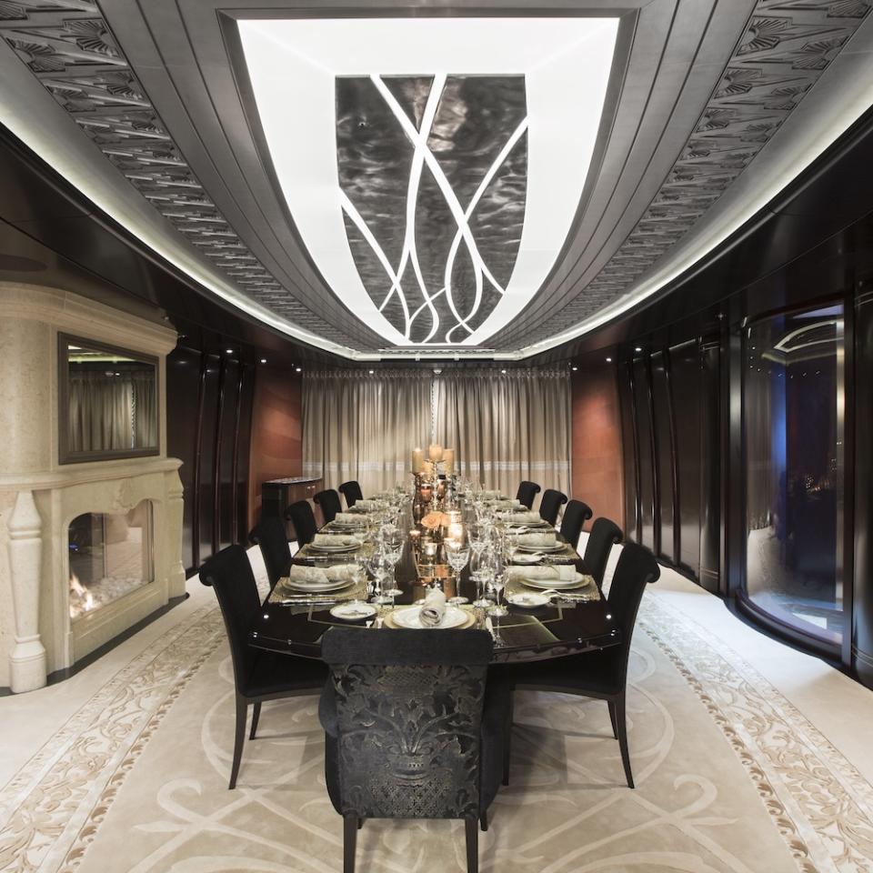 The 312-foot 'Kismet' is a showman's palace designed with a far-out luxe look that includes gold, black, glass and full walls of video screens. 