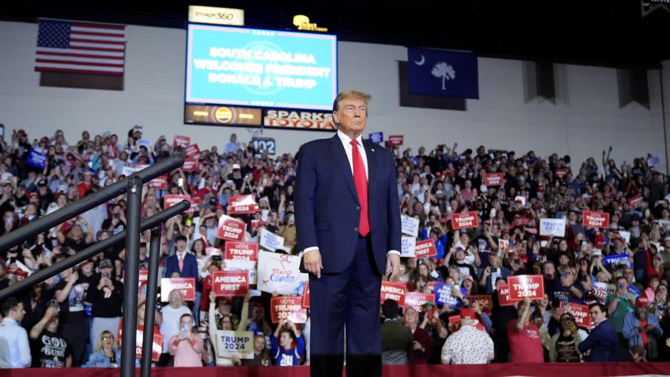 Former President Donald Trump speaks in Conway, South Carolina, on February 10, 2024. - Manuel Balce Ceneta/AP