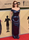 <p>Leave it to Susan Sarandon to look completly cool on the red carpet. The legendary actress teamed her off-the-shoulder metallic gown with a pair of oversized sunnies. <em>[Photo: Getty]</em> </p>