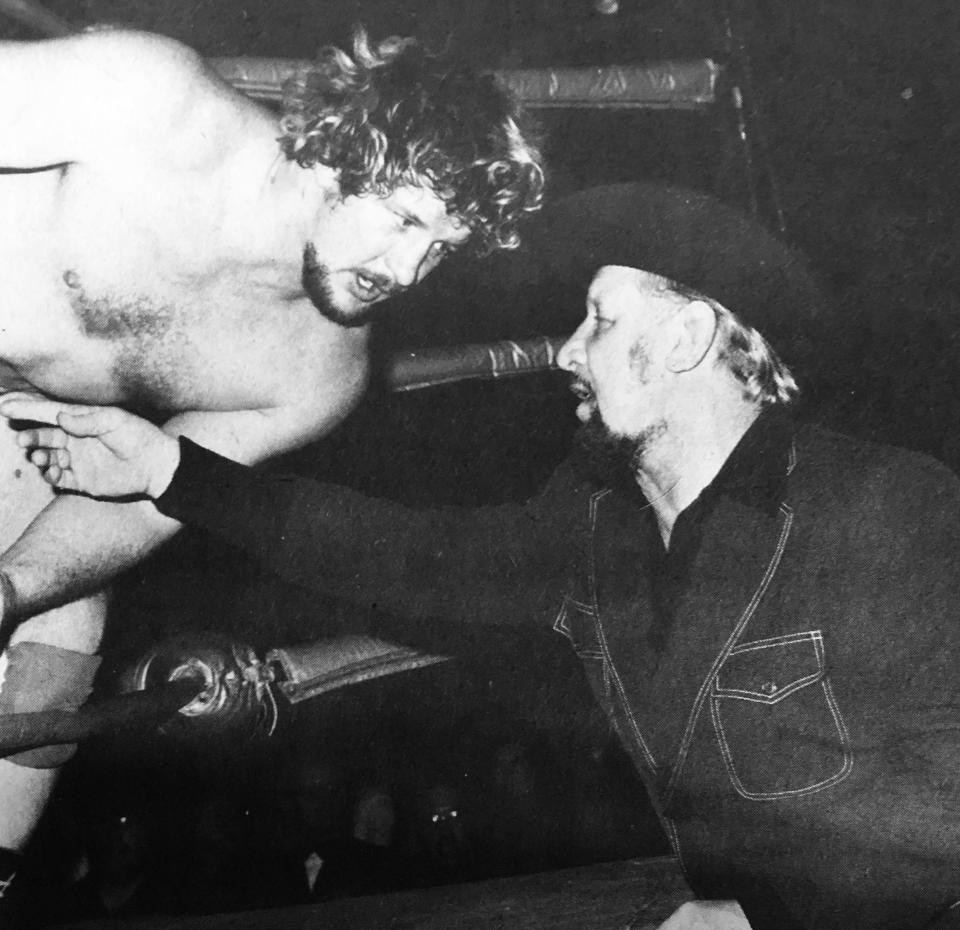 Terry and brother Dory Funk Jr. are seen in this undated ringside photo. (Courtesy Funk family)