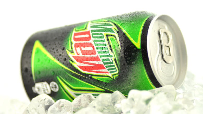 Mountain Dew can on ice