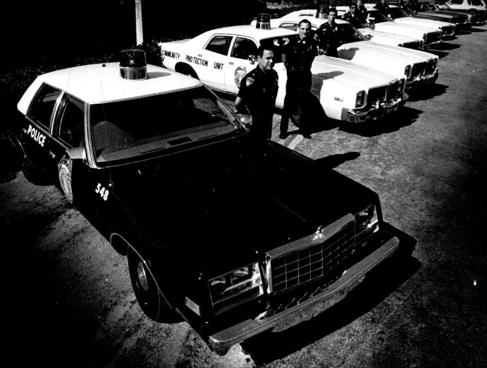 Police cars in North Miami Beach in 1981.