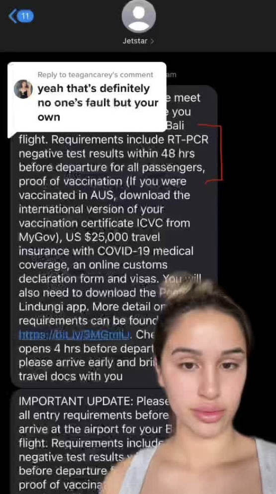 The women claim Jetstar's pre-boarding information wasn't clear enough. Source: TikTok/ _jessiecarr