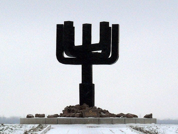 Menorah at Drobytsky Yar in Ukraine in 2017.