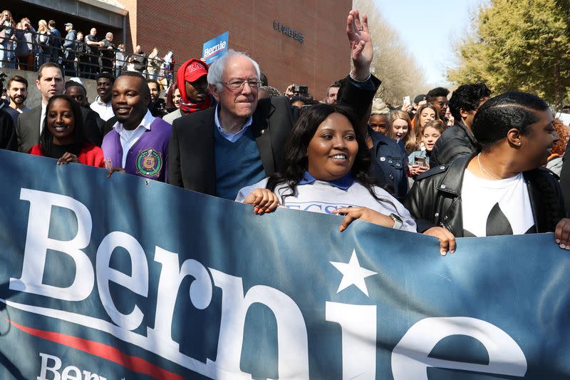 Democratic 2020 U.S. presidential candidate Sanders rallies with supporters in Winston-Salem, North Carolina