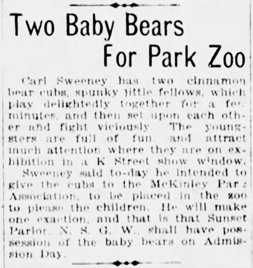 A story in the May 20, 1905, edition of The Sacramento Bee, highlights the earliest talks about zoos in Sacramento.