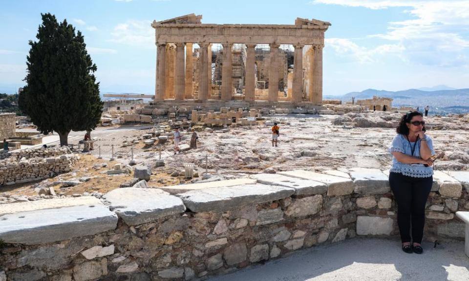 Tourists at the Acropolis.