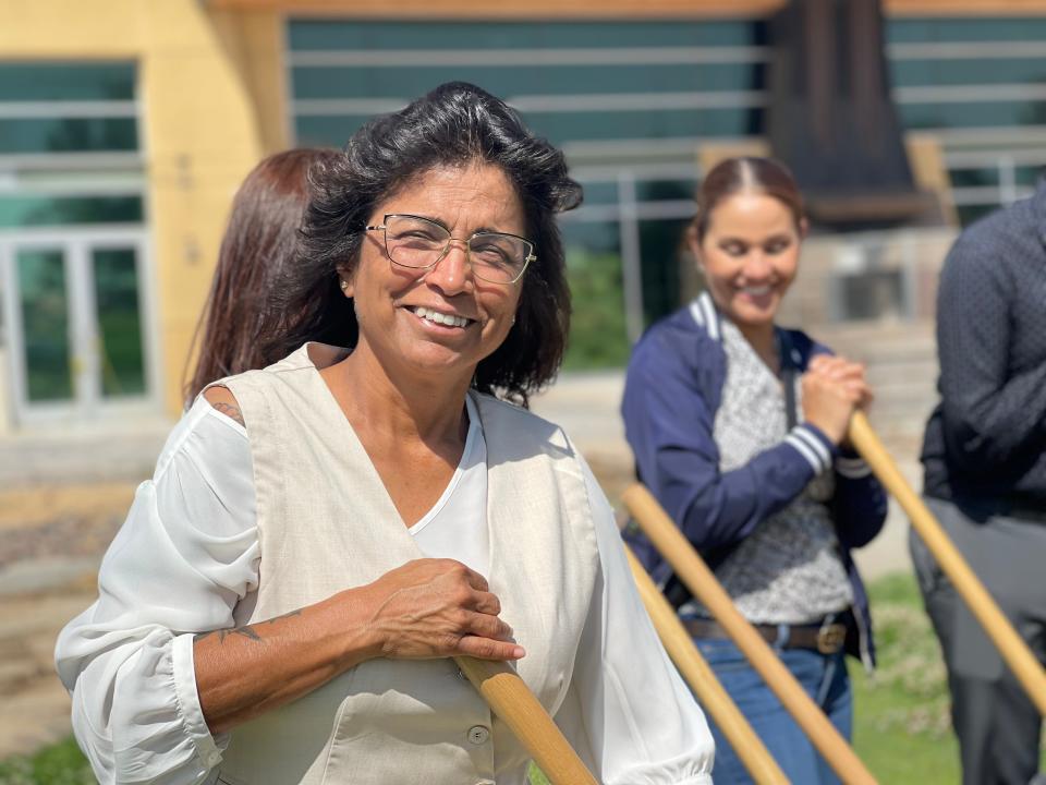 Victorville Mayor Liz Becerra at the groundbreaking ceremony, on Wednesday, May 22, 2024, for the new library that will be located in the clubhouse of the Green Tree Golf Course.