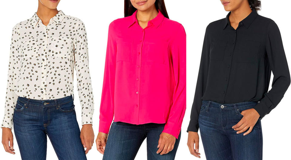 Lark & Ro Women's Georgette Long Sleeve Button Up Woven Top: 40 percent off. (Photo: Amazon)