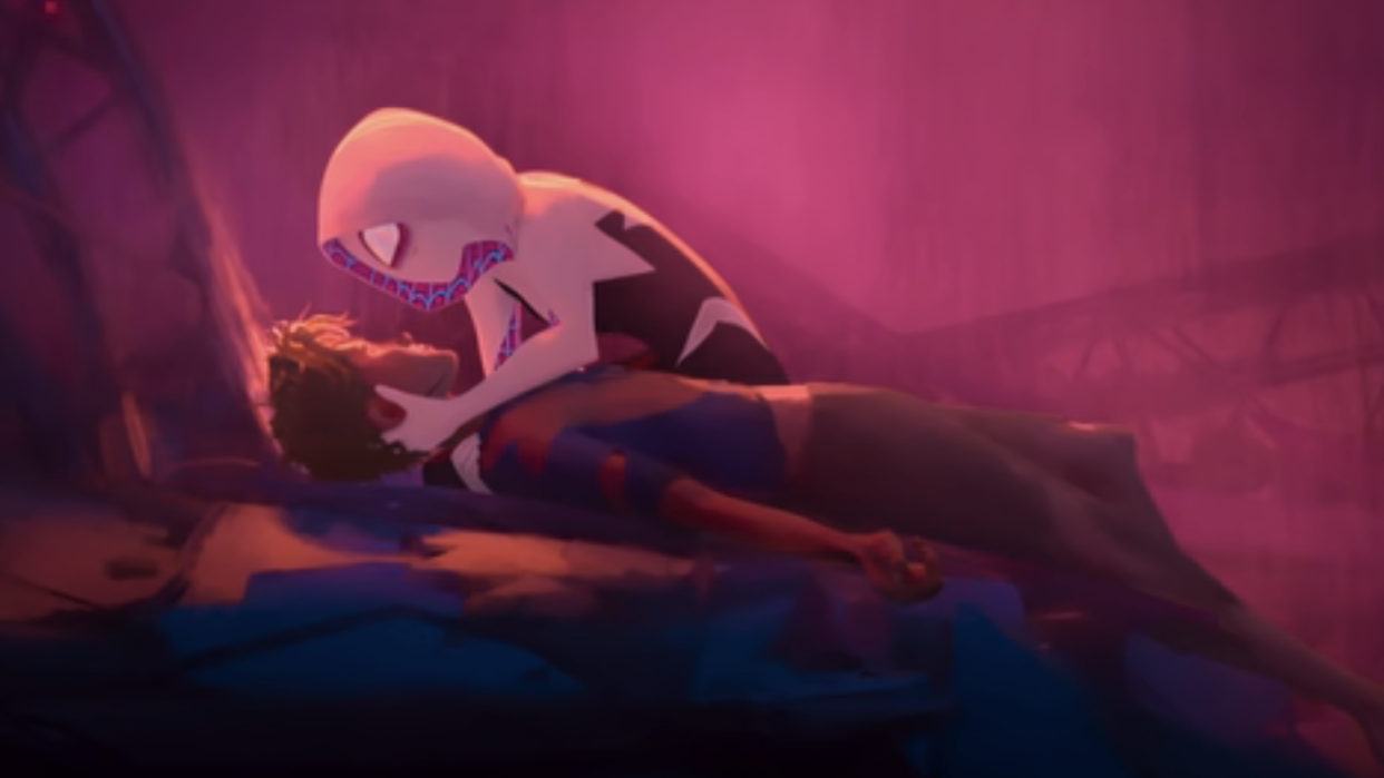  Gwen and Peter in Spider-Man: Across the Spider-Verse. 