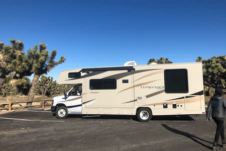 Javier Jerez, 56, of San Francisco, backs up his RV (recreational vehicle) during a visit with his family where services at the park were limited because of the federal government shutdown at Joshua Tree National Park, California, U.S., January 2, 2019. REUTERS/Alex L. Dobuzinskis