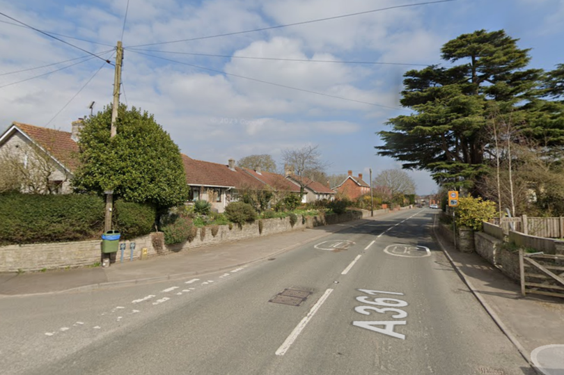 The A361 High Street in Othery
