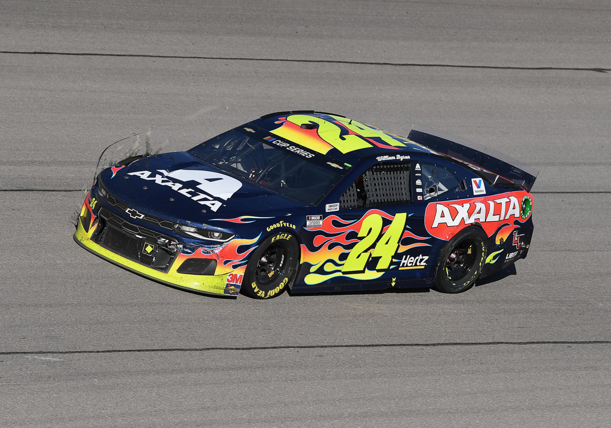 LAS VEGAS, NV - FEBRUARY 23: William Byron (24) Hendrick Motorsports Chevrolet Camaro ZL1 1LE in turn four during the Pennzoil 400 presented by Jiffy Lube on February 23, 2020 at the Las Vegas Motor Speedway in Las Vegas, NV. (Photo by John Cordes/Icon Sportswire via Getty Images)