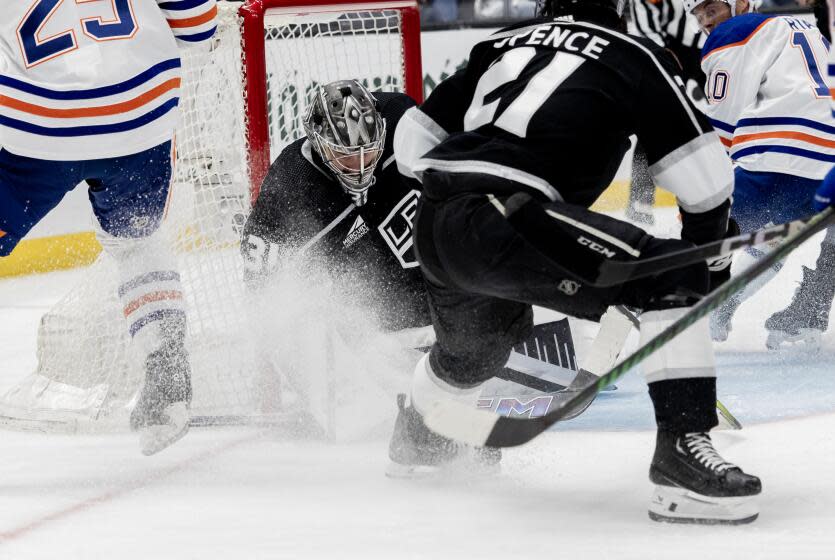 LOS ANGELES, CA - APRIL 28, 2024: Los Angeles Kings goaltender David Rittich (31).