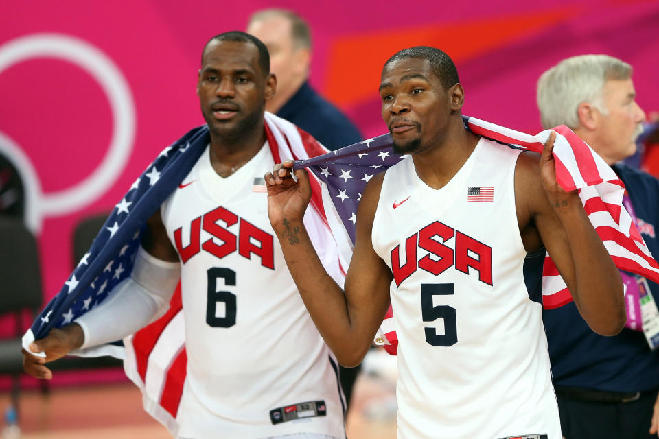 LeBron James與Kevin Durant將再次在美國隊聯手出戰奧運。（Photo by Streeter Lecka/Getty Images）