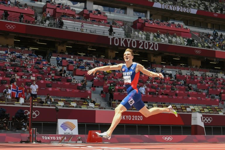 Kirsten Warholm crossed the finish line in Tokyo, breaking the 400m hurdles world record and putting on one of the most memorable performances in Olympic history. (Jewel Samad)