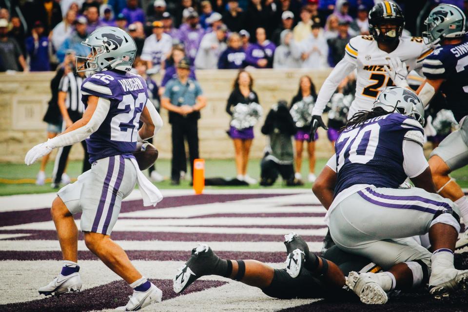 Kansas State running back Deuce Vaughn scores a touchdown during the first quarter of Missouri's game against Kansas State at Bill Snyder Family Stadium in Manhattan, Kansas, on Sept. 10, 2022.