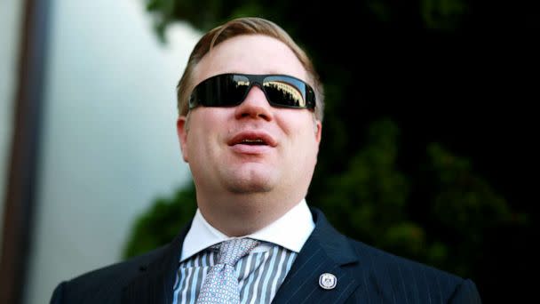 PHOTO: Edward Gallagher's Defense attorney Tim Parlatore speaks to members of the media before walking into military court, July 2, 2019, in San Diego. (Sandy Huffaker/Getty Images)