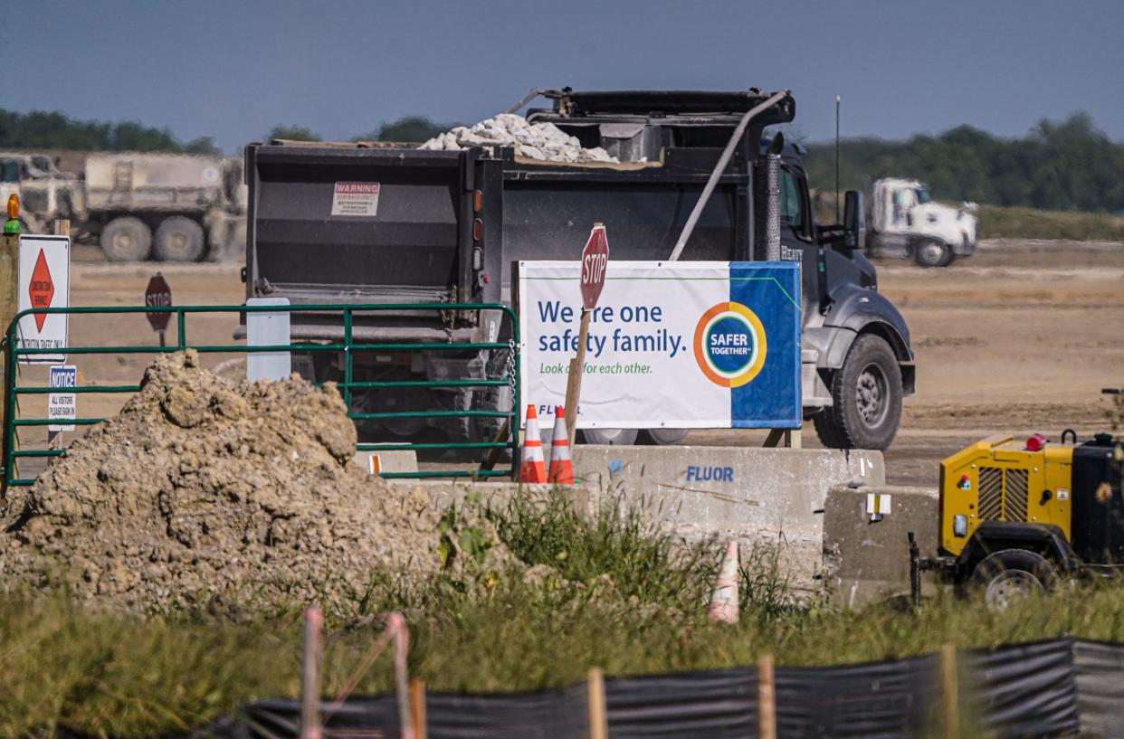 Construction is under way at the new LEAP Innovation and Research District on Wednesday, Sept. 14, 2023, at the intersection of Witt Rd. and Lower Simmons Rd. in Lebanon Ind.