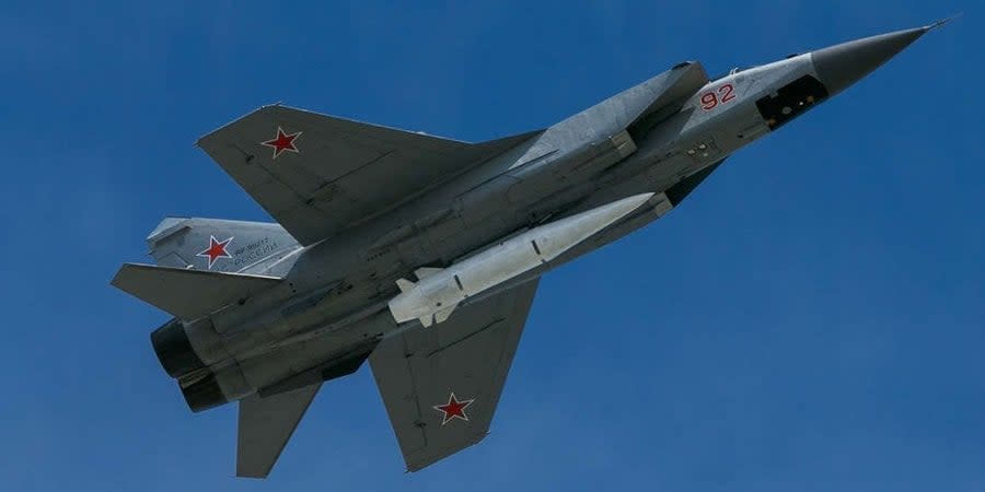 Russian MiG-31 with a Kinzhal air-to-air missile