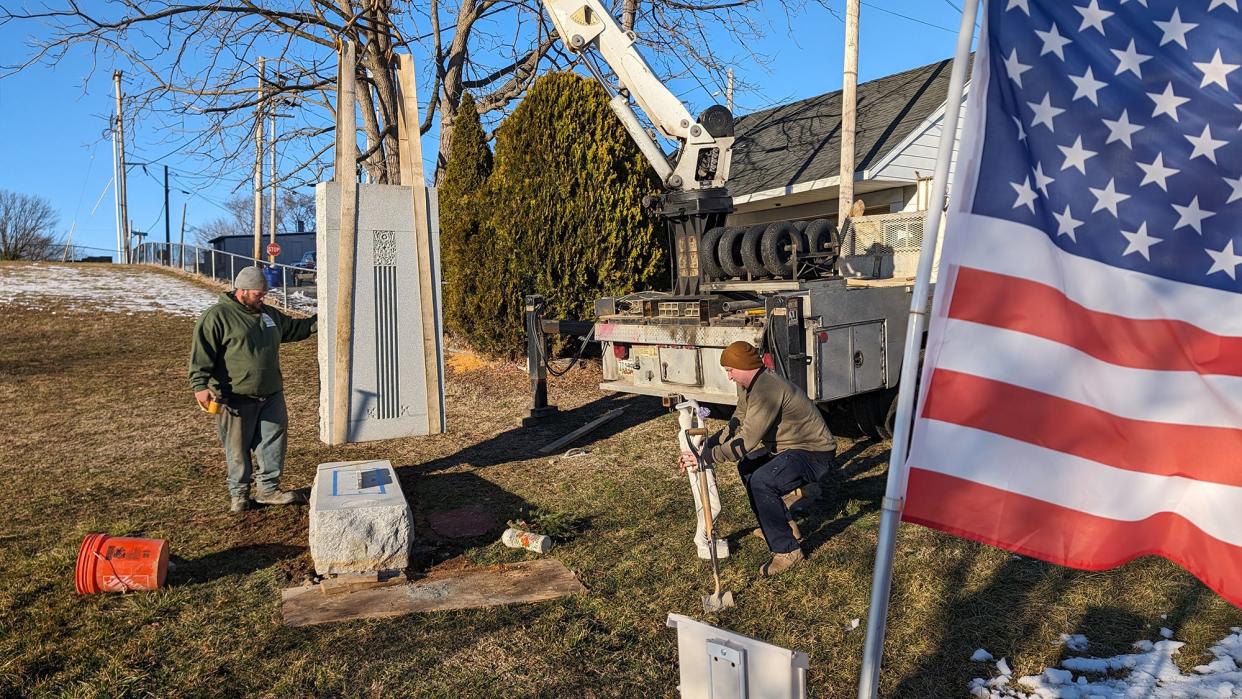 The monument is placed in York City Cemetery on February 14, 2024.