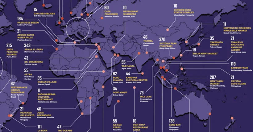 Cette carte répertorie tous les pièges à touristes dans le monde (Crédit : Casago)