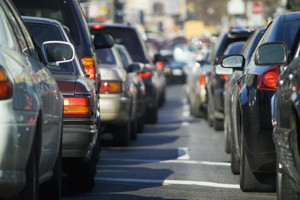 Two lines of cars in traffic