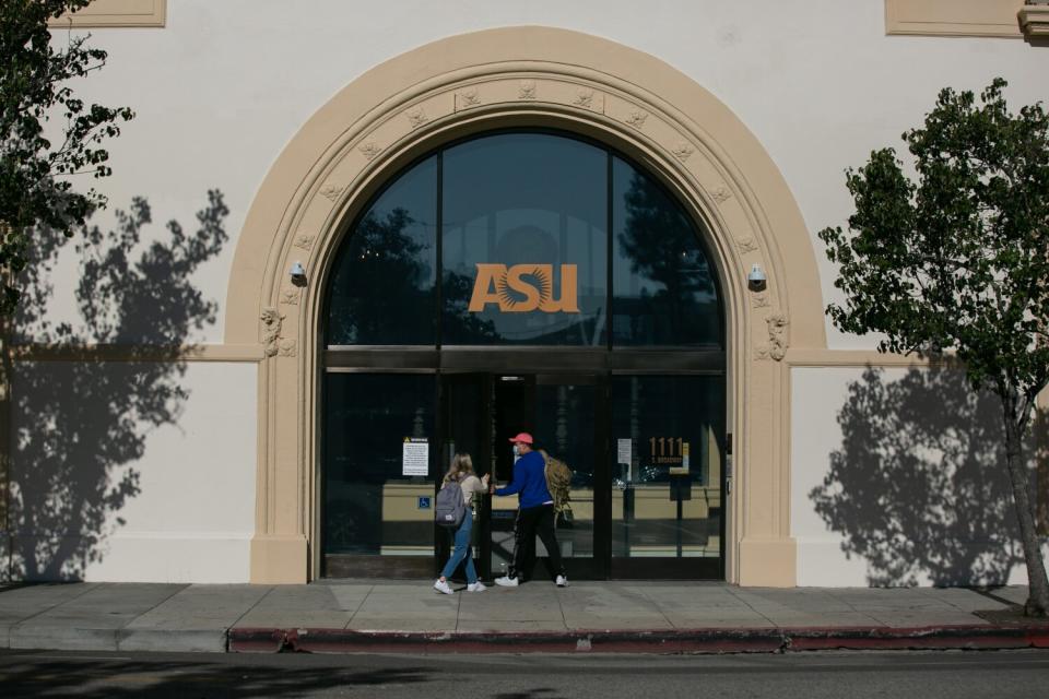 Students attend a hybrid program of online instruction and in-person classes