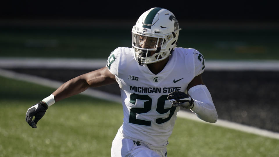 There's plenty to like about Michigan State cornerback Shakur Brown. (AP Photo/Charlie Neibergall)